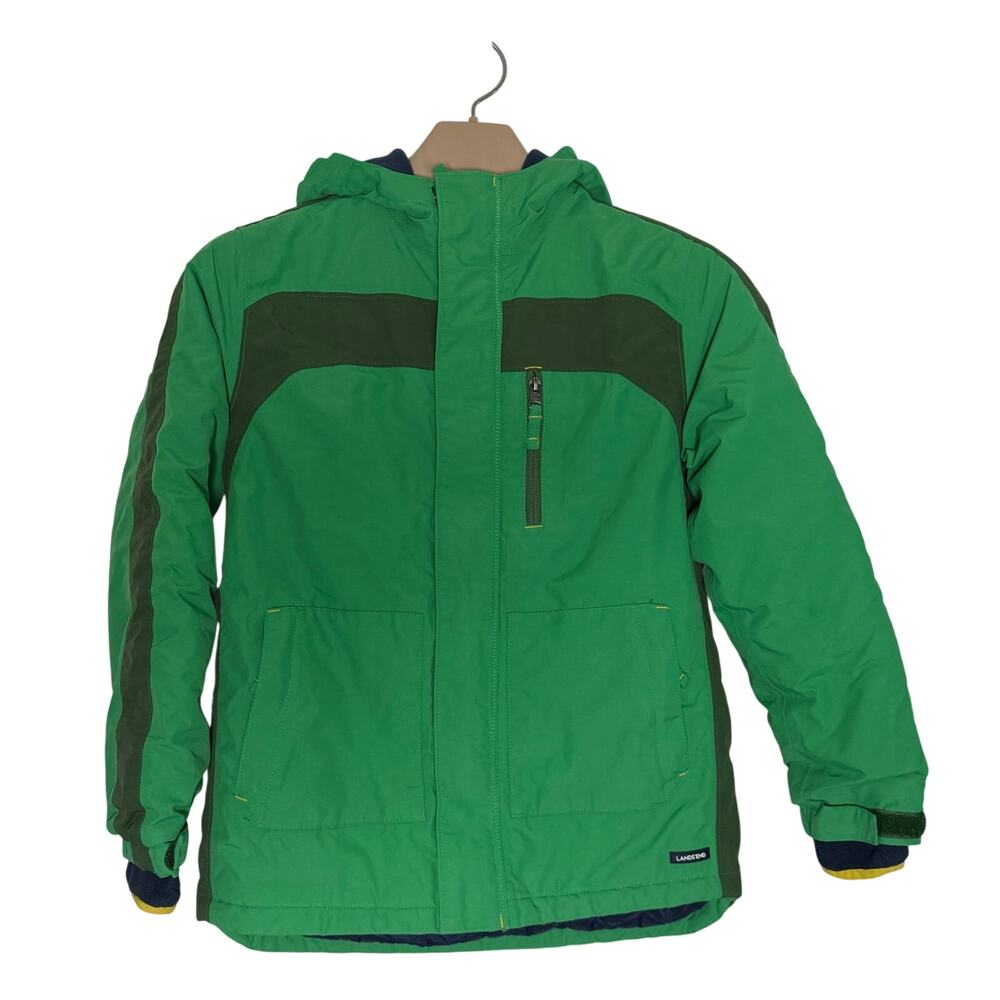 Lands End Boys Green grow along Squall Jacket Parka Hooded MEDIUM 10-12
